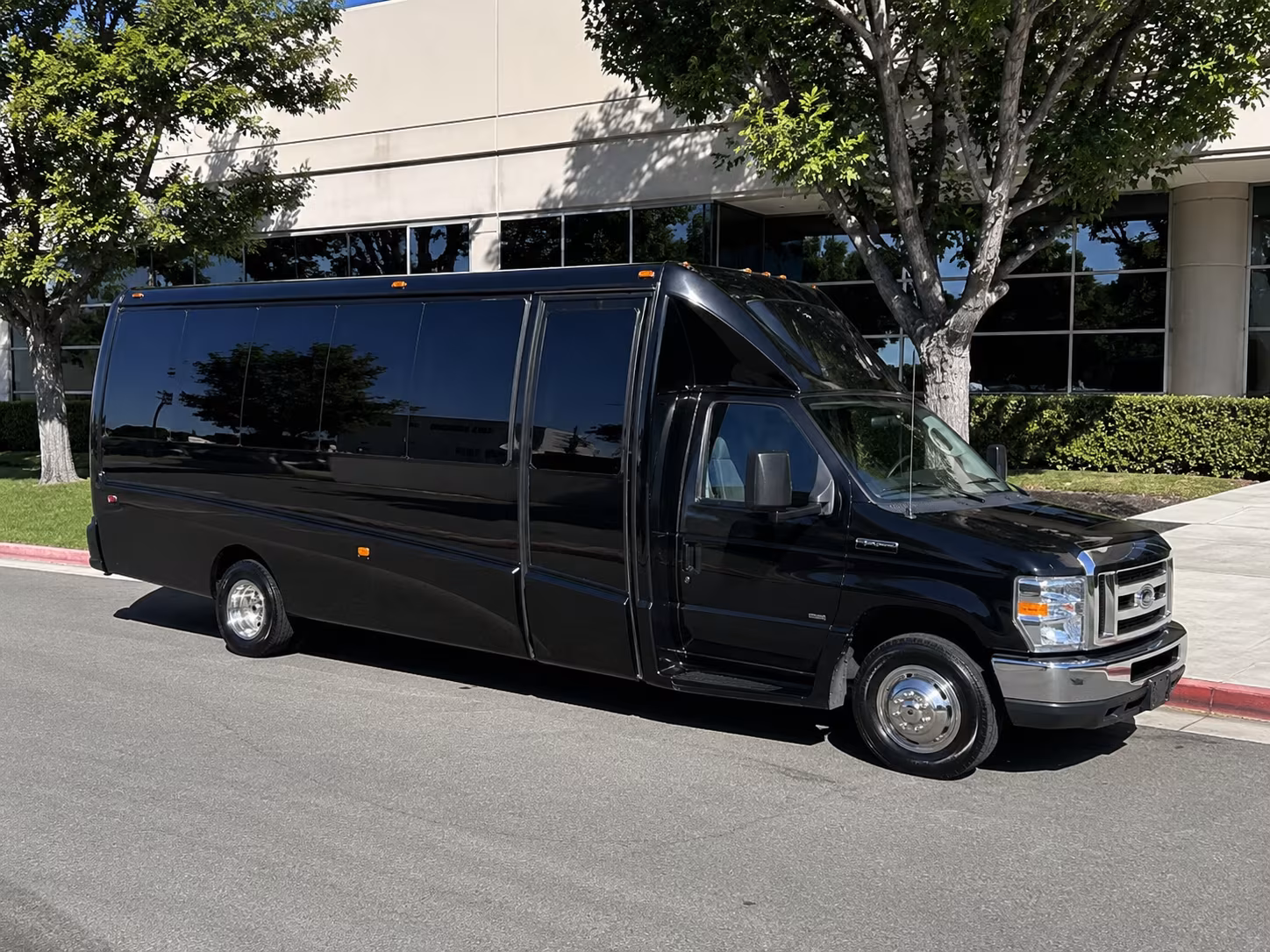 Group beside a Mercedes Sprinter limo in Lubbock