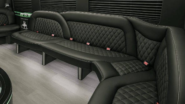 Interior of Charter Bus Company Amarillo's 14 Passenger Sprinter Limousine in Amarillo