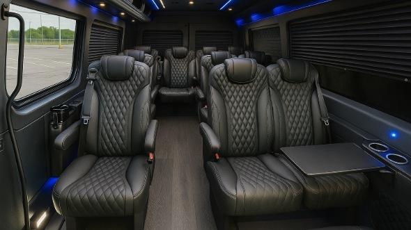 Interior of Charter Bus Company Lubbock's 15 Passenger Mini Bus in Lubbock