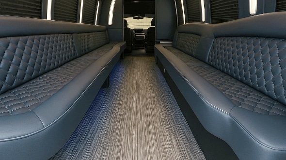 Interior of Charter Bus Company Wichita Falls's 20 Passenger Party Bus in Wichita Falls