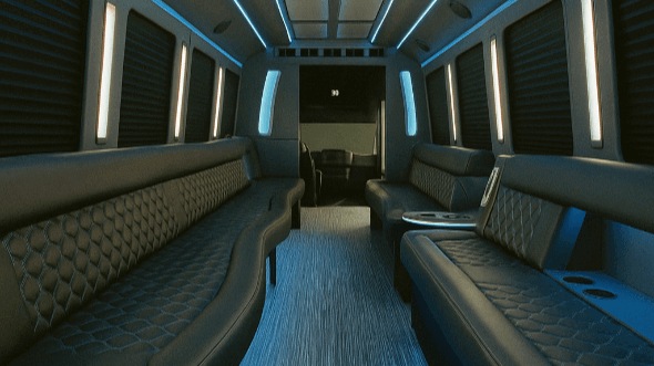 Interior of Lubbock Party Bus Company's 25 Passenger Party Bus in Lubbock