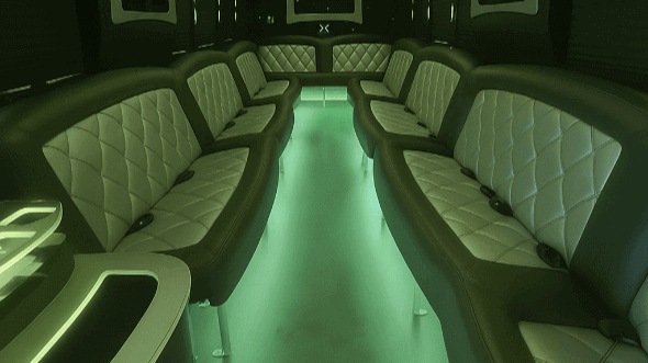 Interior of Charter Bus Company Grand Prairie's 30 Passenger Party Bus in Grand Prairie