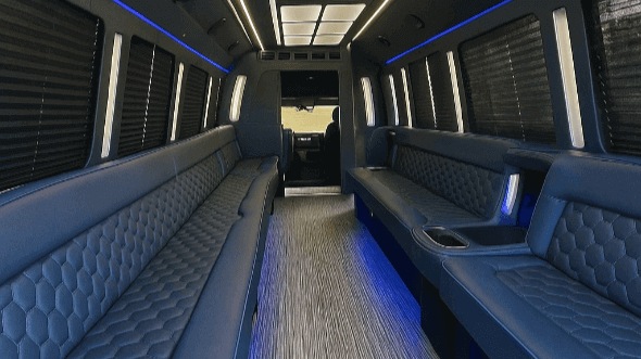 Interior of Charter Bus Company Roswell's 30 Passenger Party Bus in Roswell