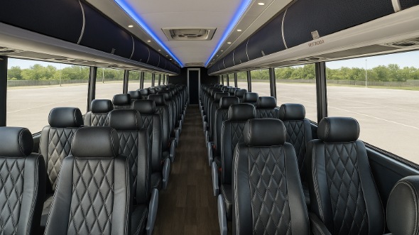 Interior of Charter Bus Company Lubbock's 46 Passenger Charter Bus in Lubbock