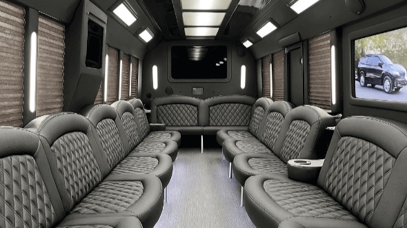 Interior of Charter Bus Company Denton's 50 Passenger Party Bus in Denton