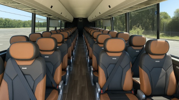 Interior of Charter Bus Company Lubbock's 55 Passenger Charter Bus in Lubbock
